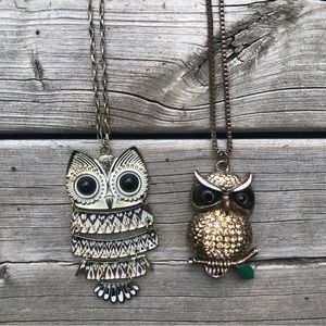 2x Owl Pendant Necklaces